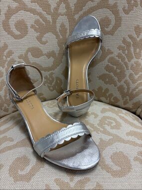 Talbots Silver Scalloped Ankle-Strap Heels